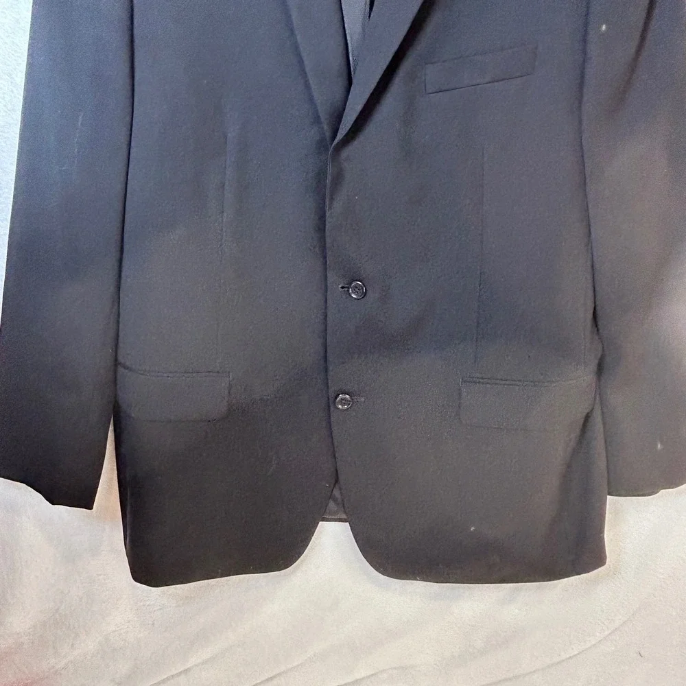 Michael Kors Mens Black 100% Wool Two Button Blazer Jacket 48L